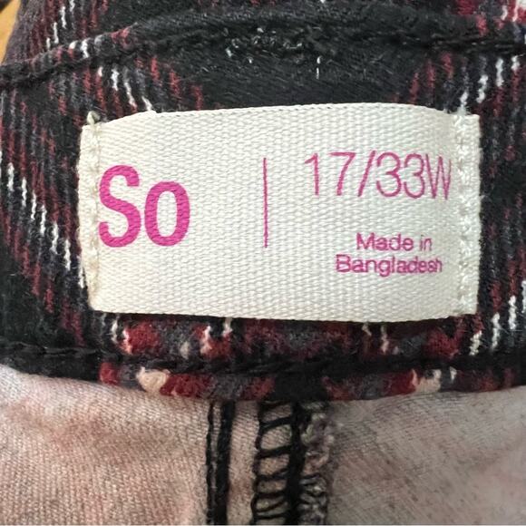 SO Black & Pink Plaid Zip-Front Mini Skirt – Size 17 (33W) - Picture 6 of 8